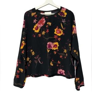 JUST Female Lucas Floral Viscose Long Sleeve Boxy Top